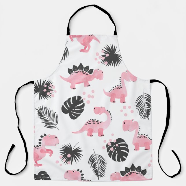 Pink Dinosaurs: Cute Kids Pattern. Apron (Front)