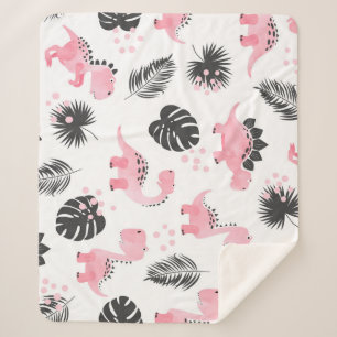 Pink Dinosaurs: Cute Kids Pattern. Sherpa Blanket