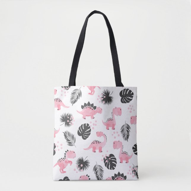 Pink Dinosaurs: Cute Kids Pattern. Tote Bag (Front)
