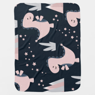 Pink dinosaurs, dark background, cute baby blanket