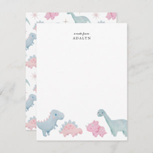 Pink Dinosaurs Kids Note Card