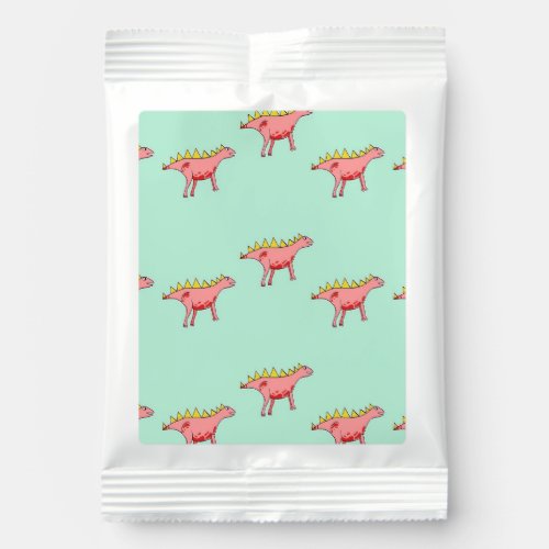 Pink dinosaurs on blue lemonade drink mix