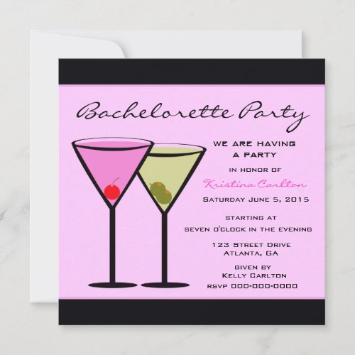 Pink  Dirty Martinis Invitation