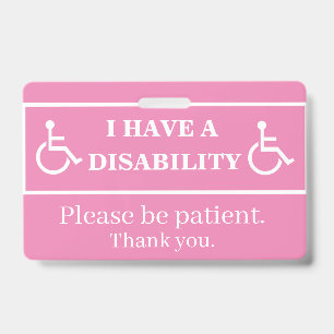 Pink Disability Badge 