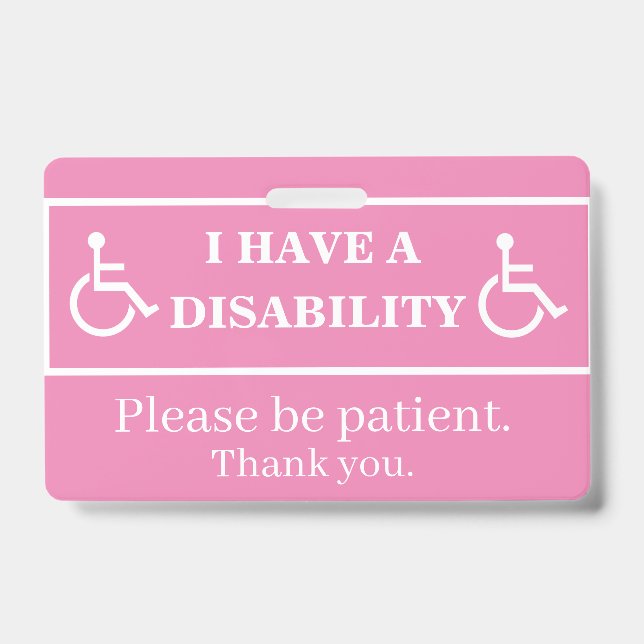Pink Disability Badge  (Front)