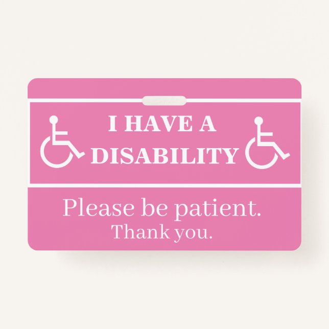 Pink Disability Badge  (Back)