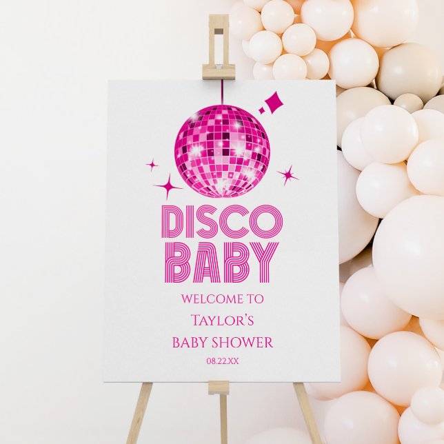 Pink 'Disco Baby' Baby Shower Welcome Sign (Creator Uploaded)