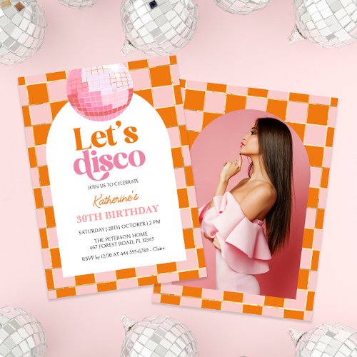 Pink Disco Ball 30th Birthday Invitation