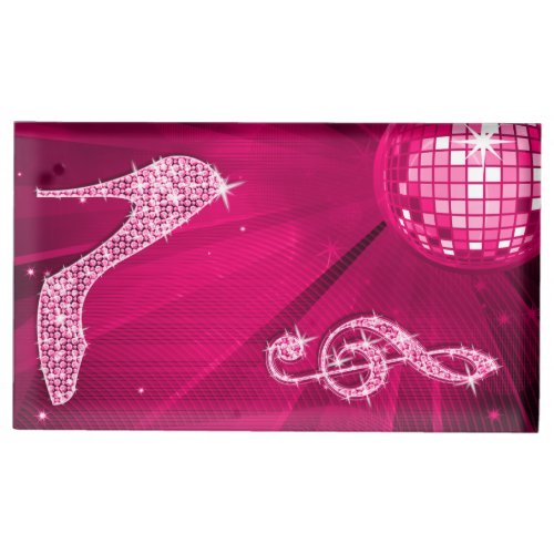 Pink Disco Ball and Stiletto Table Number Holder