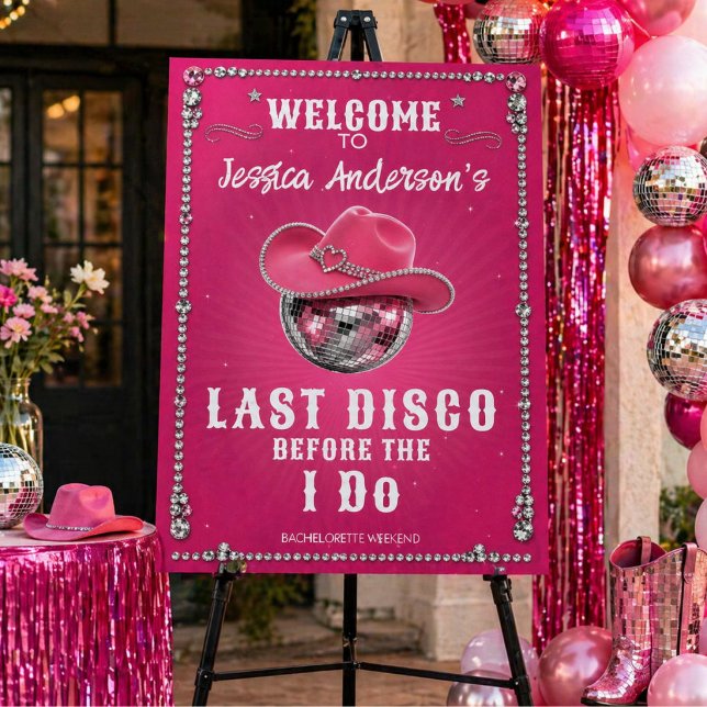 Pink Disco Ball Bachelorette Party Welcome Sign  (Creator Uploaded)