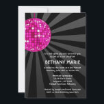 Pink Disco Ball Bat Mitzvah Invitations<br><div class="desc">A unique disco themed Bat Mitzvah invitation. Featuring a pink disco ball on a black background. Modern and trendy -- Easily customize for your event!</div>