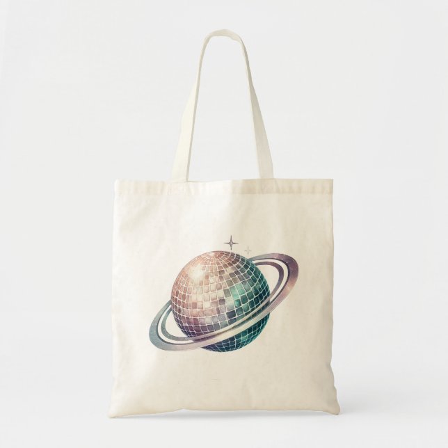 Pink disco ball bow tote bag (Front)