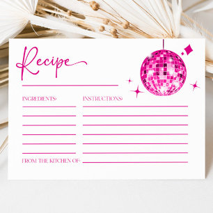 Pink Disco Ball Bridal Shower Recipe Cards