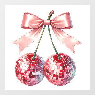Pink disco ball cherry wall decal