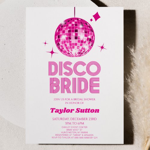 Pink Disco Ball Disco Bride Bridal Shower Invitation