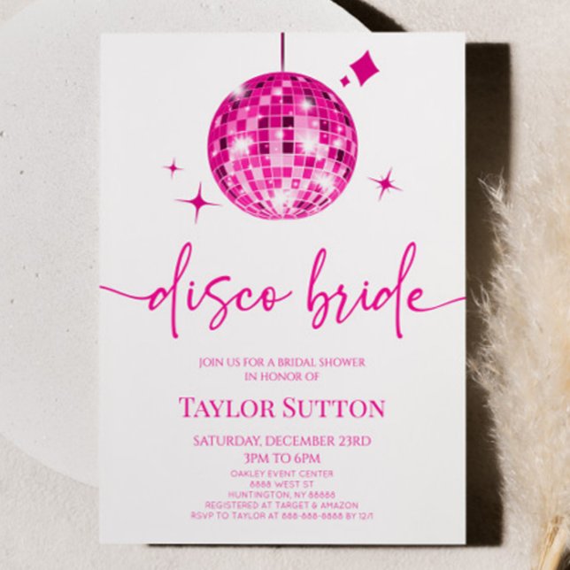 Pink Disco Ball Disco Bride Bridal Shower Invitation (Creator Uploaded)