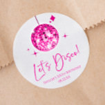 Pink Disco Ball Let's Disco Birthday Party Classic Round Sticker<br><div class="desc">These are Pink Disco Ball Let's Disco Birthday Party Favor Stickers!</div>