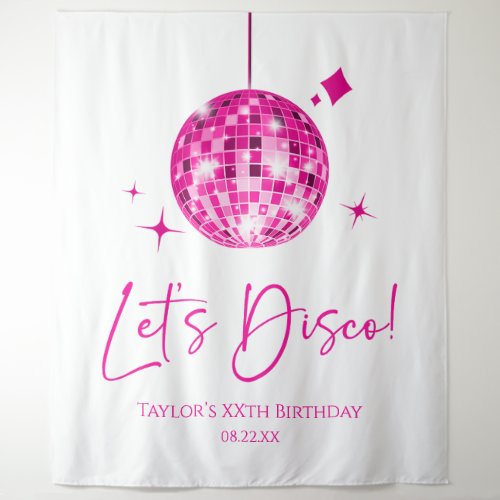 Pink Disco Ball Lets Disco Birthday Party Tapestry