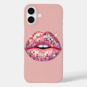 Pink disco ball lip iPhone 16 plus case