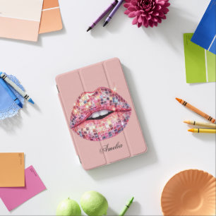 Pink disco ball lip iPad mini cover