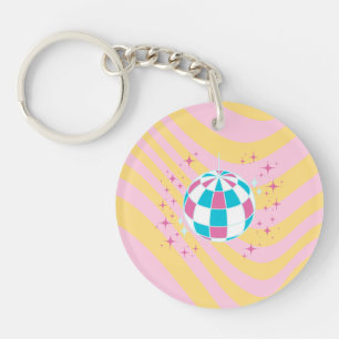 Pink Disco Ball, Party Art, Preppy, Preppy Style Keychain