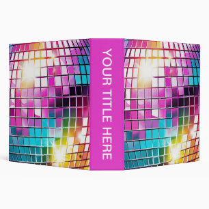 Pink Disco Ball Pattern 3 Ring Binder