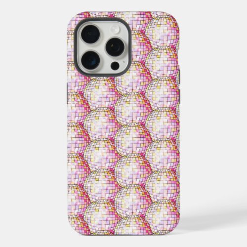 Pink Disco Ball Pattern iPhone 15 Pro Max Case