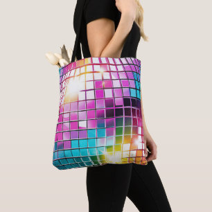 Pink Disco Ball Pattern Tote Bag