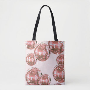 Pink Disco Ball, Retro Glamour Aesthetic Tote Bag
