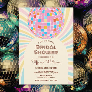 Pink Disco Ball Retro Groovy Bridal Shower Invitation