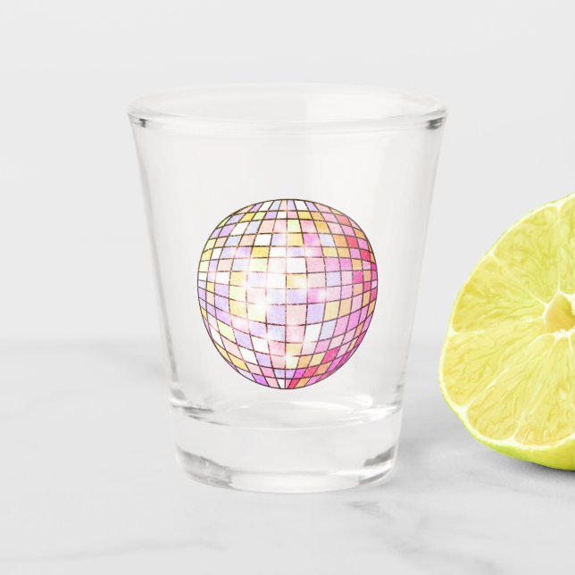 Pink Disco Ball Shot Glass (Front)