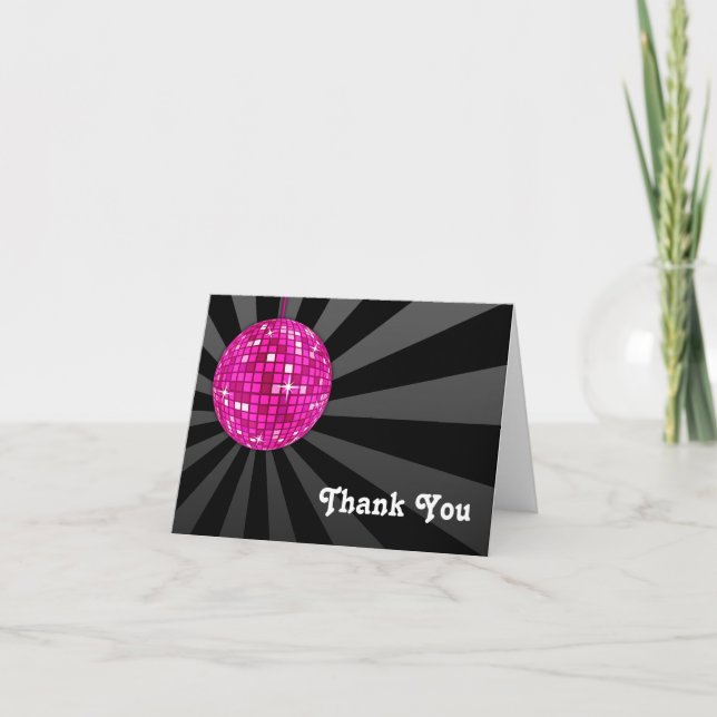 Pink Disco Ball Thank You Note (Front)