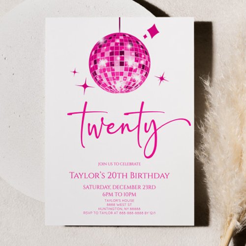 Pink Disco Ball Twenty 20th Birthday Party