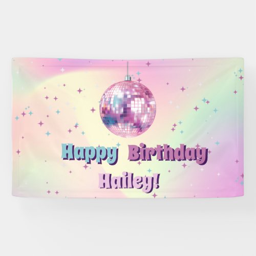 Pink Disco Birthday Party Banner
