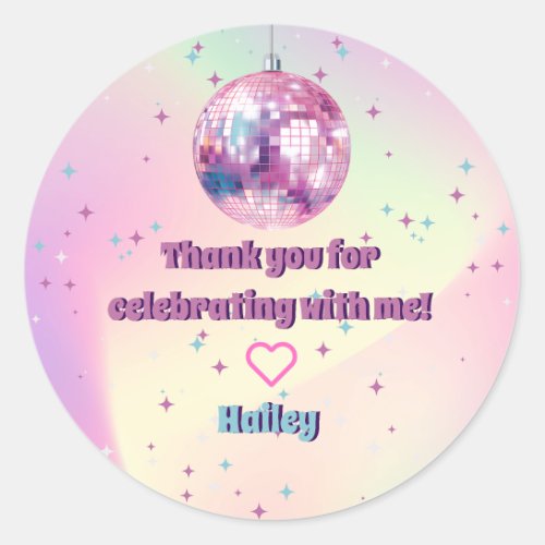 Pink Disco Birthday Party Thank You Stickers
