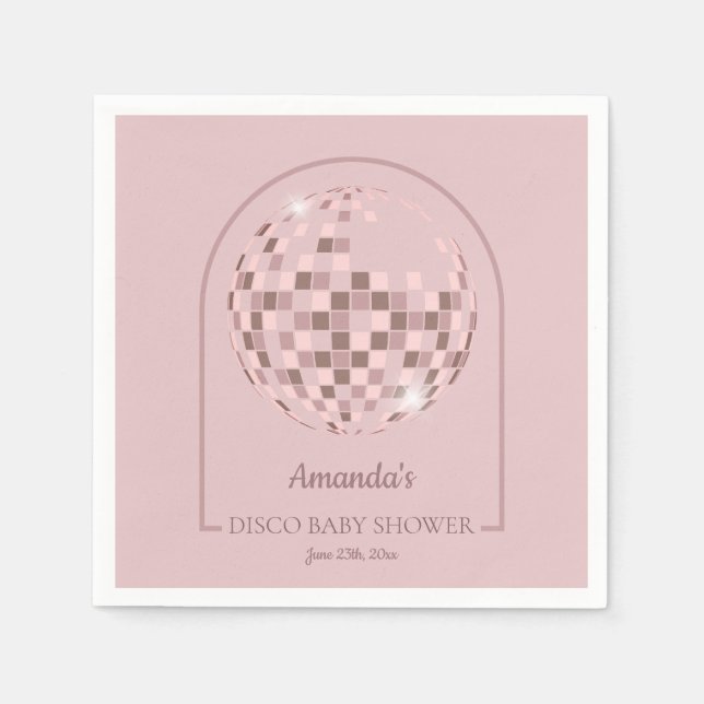 Pink Disco Boogie Baby Shower Napkins (Front)