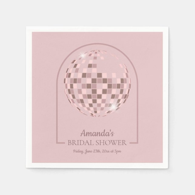 Pink Disco Boogie Bridal Shower Napkins (Front)