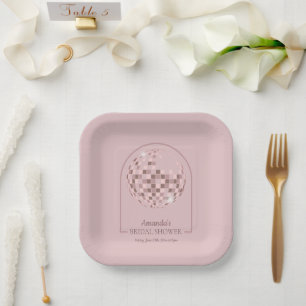 Pink Disco Boogie Bridal Shower Paper Plates