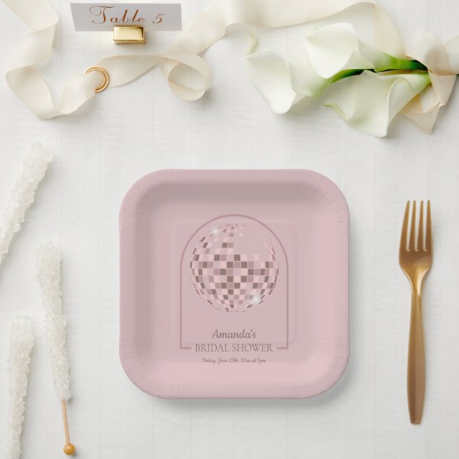 Pink Disco Boogie Bridal Shower Paper Plates (Wedding)