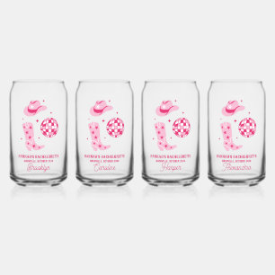 Pink Disco Cowgirl Bachelorette Party Favor Glass