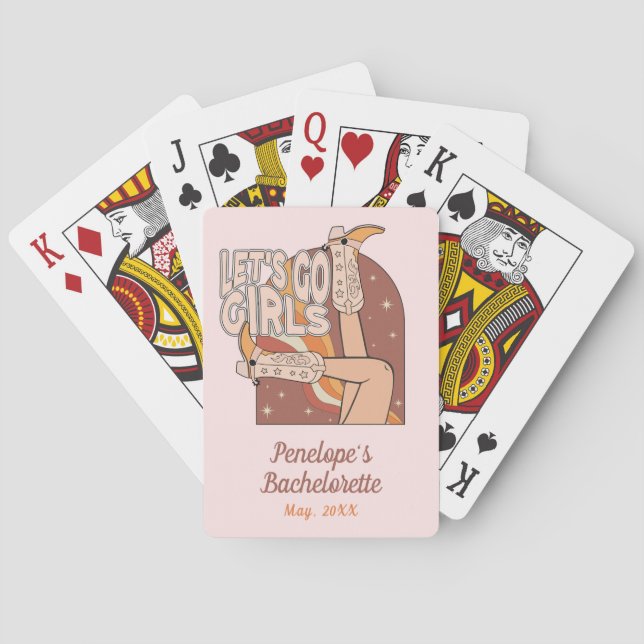 Pink Disco Cowgirl Bachelorette Party Favor Poker Cards (Back)