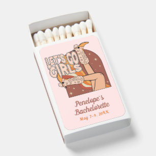 Pink Disco Cowgirl Bachelorette Party Favor Retro Matchboxes