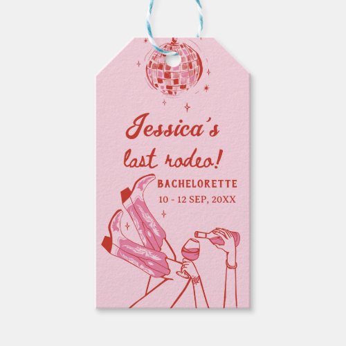 Pink Disco Cowgirl Bachelorette Party Gift Tags