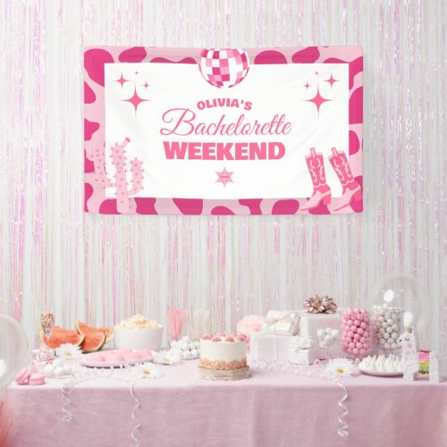 Pink Disco Cowgirl Bachelorette Weekend  Banner