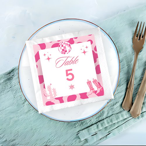 Pink Disco Cowgirl Bachelorette Weekend Napkins