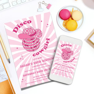 Pink Disco Cowgirl Birthday Party Invitation