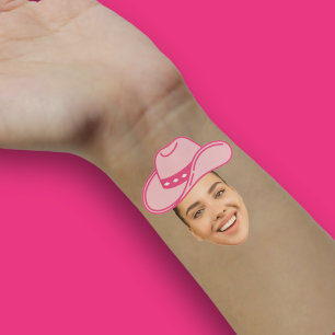 Pink Disco Cowgirl Customizable Bride Face Hand Sticker