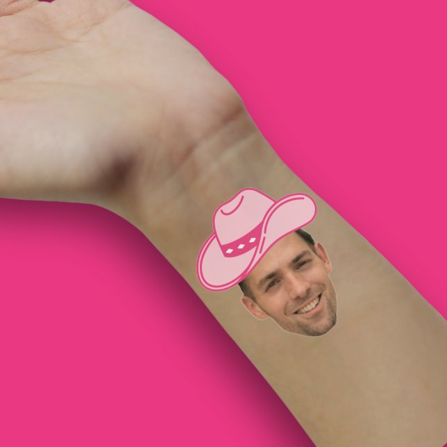 Pink Disco Cowgirl Customizable Groom Face Hand Sticker (Creator Uploaded)