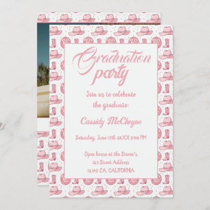 Pink Disco Cowgirl Graduation Invitation