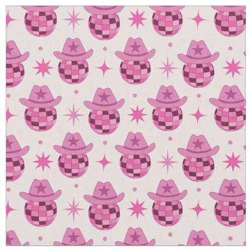 Pink Disco Cowgirl Hat Pattern with Stars  Fabric